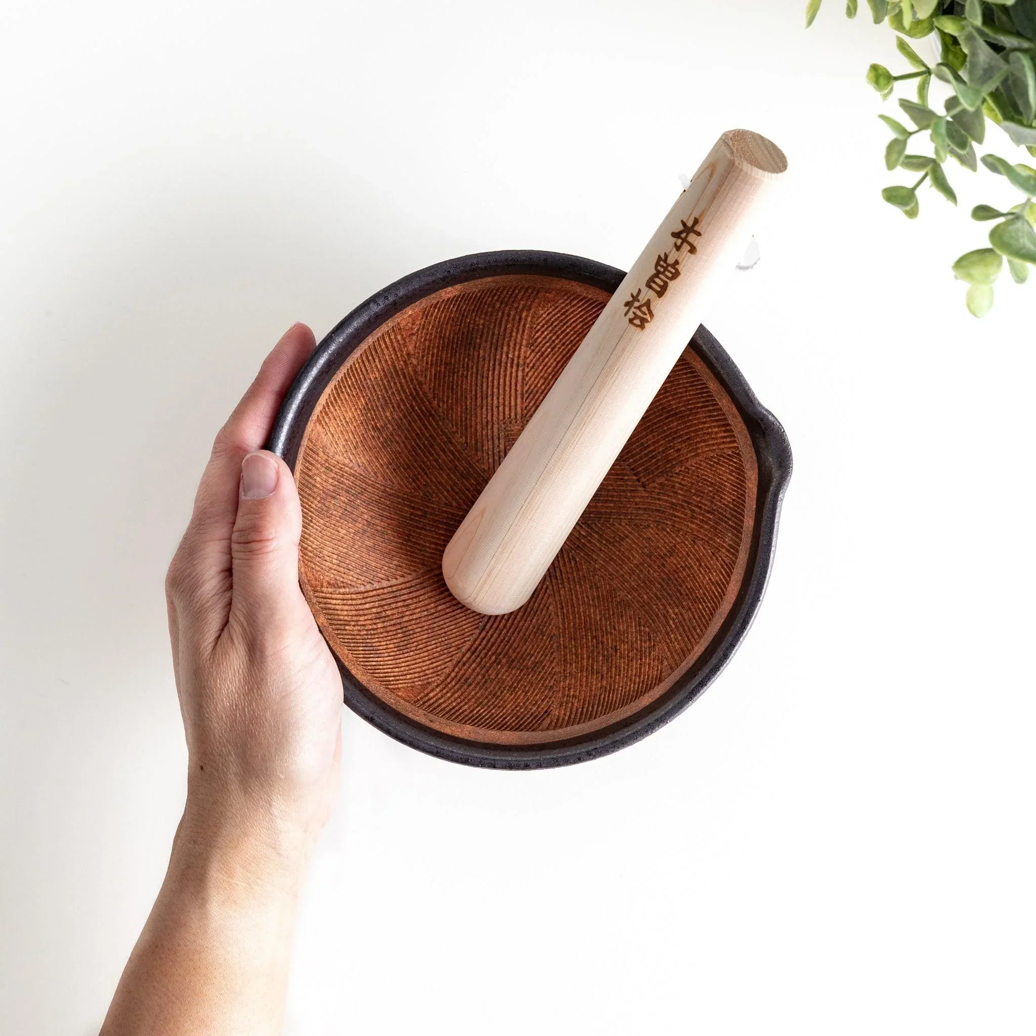 Black Crystal Mortar and Hinoki Wood Pestle Set - Image 7