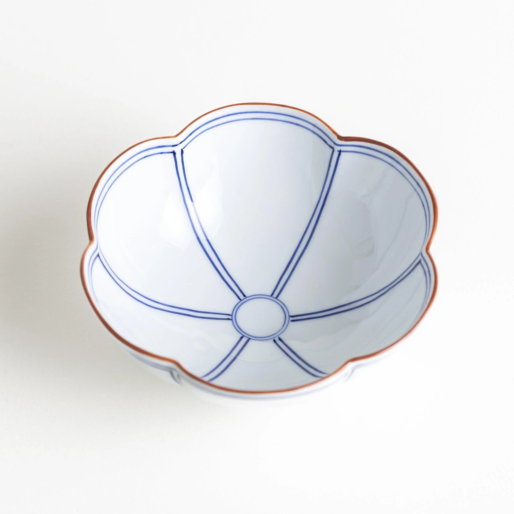 Blue Lined Floral Dessert Bowl - Image 3