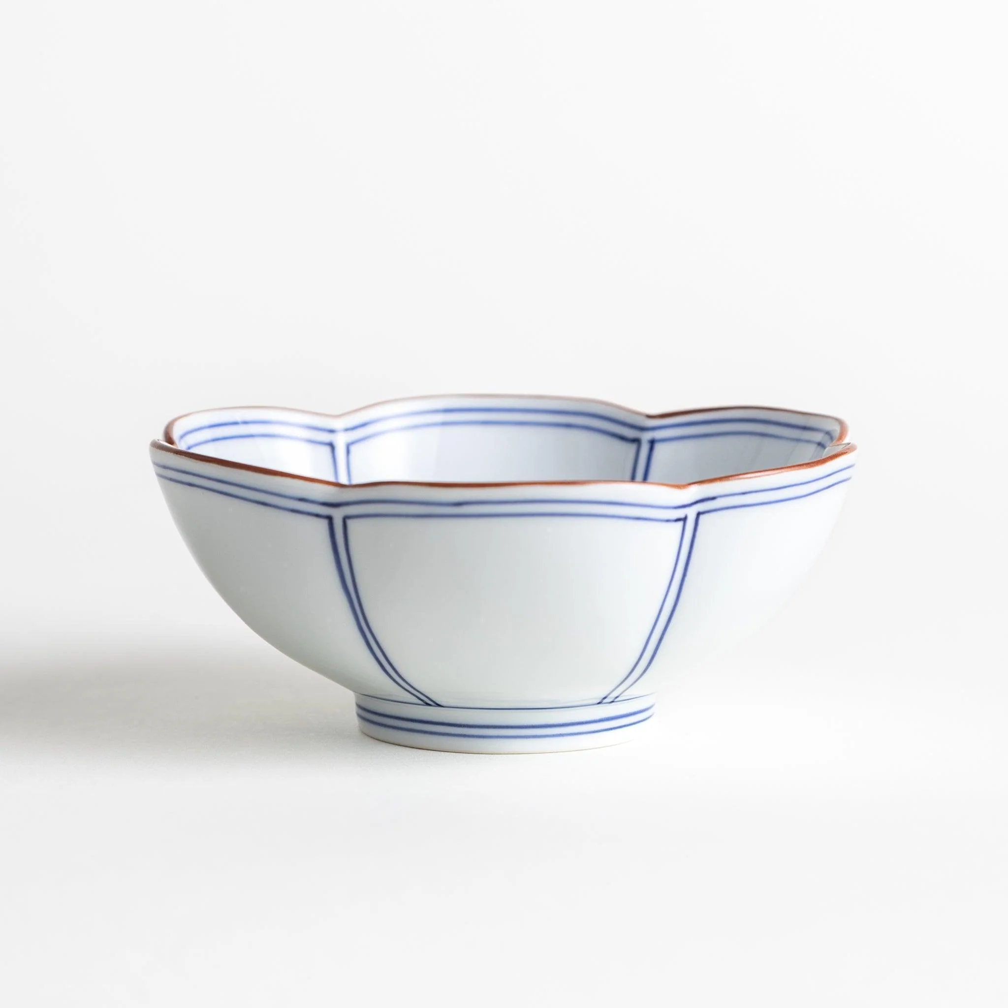 Blue Lined Floral Dessert Bowl - Image 4