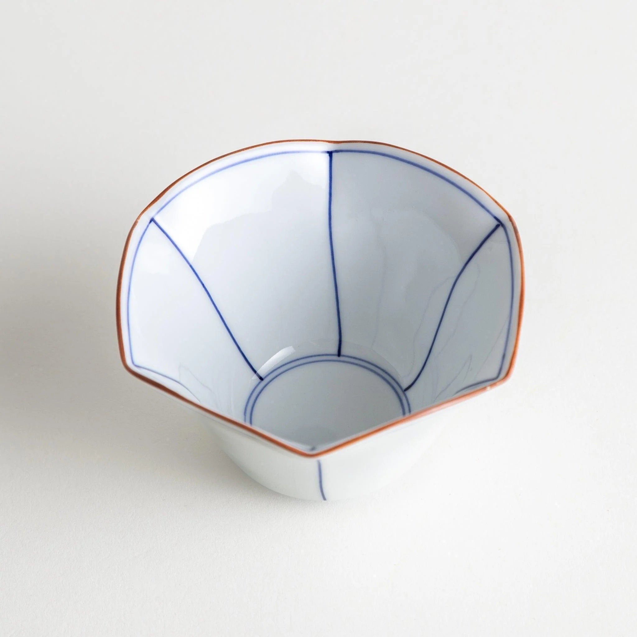 Blue Lined Hexagonal Dessert Bowl - Image 3