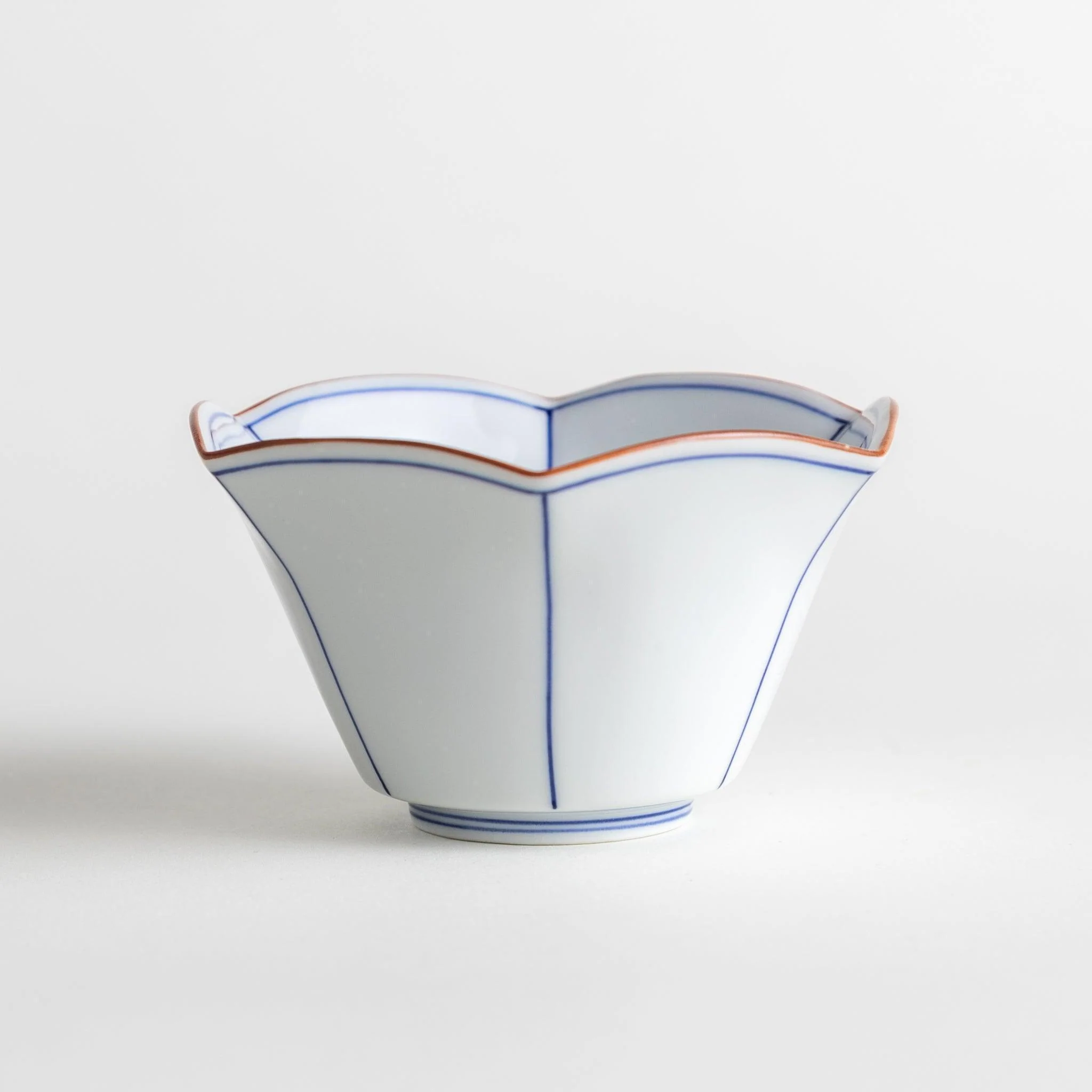 Blue Lined Hexagonal Dessert Bowl - Image 4
