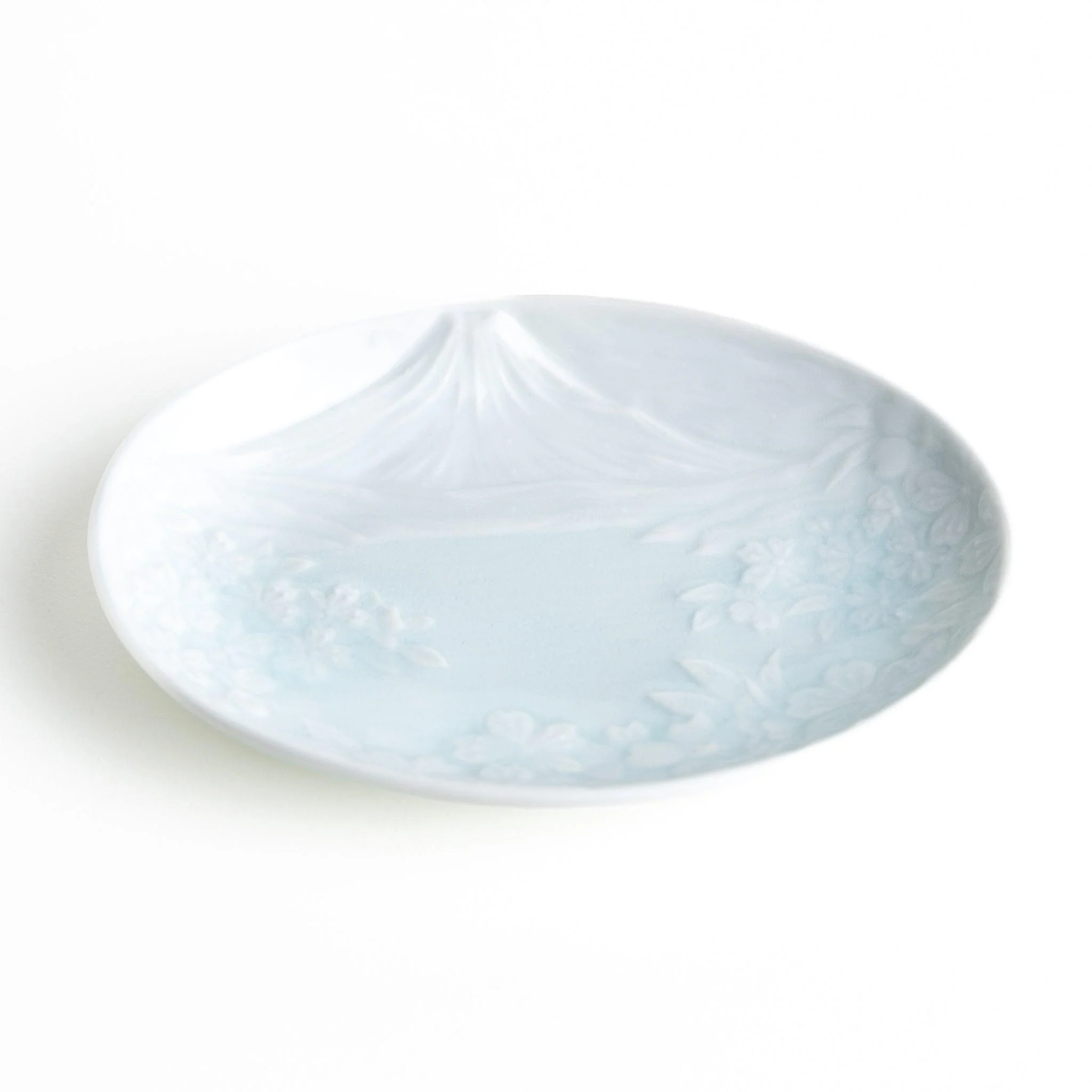 Celadon Mount Fuji Cherry Blossom Dessert Plate - Image 3