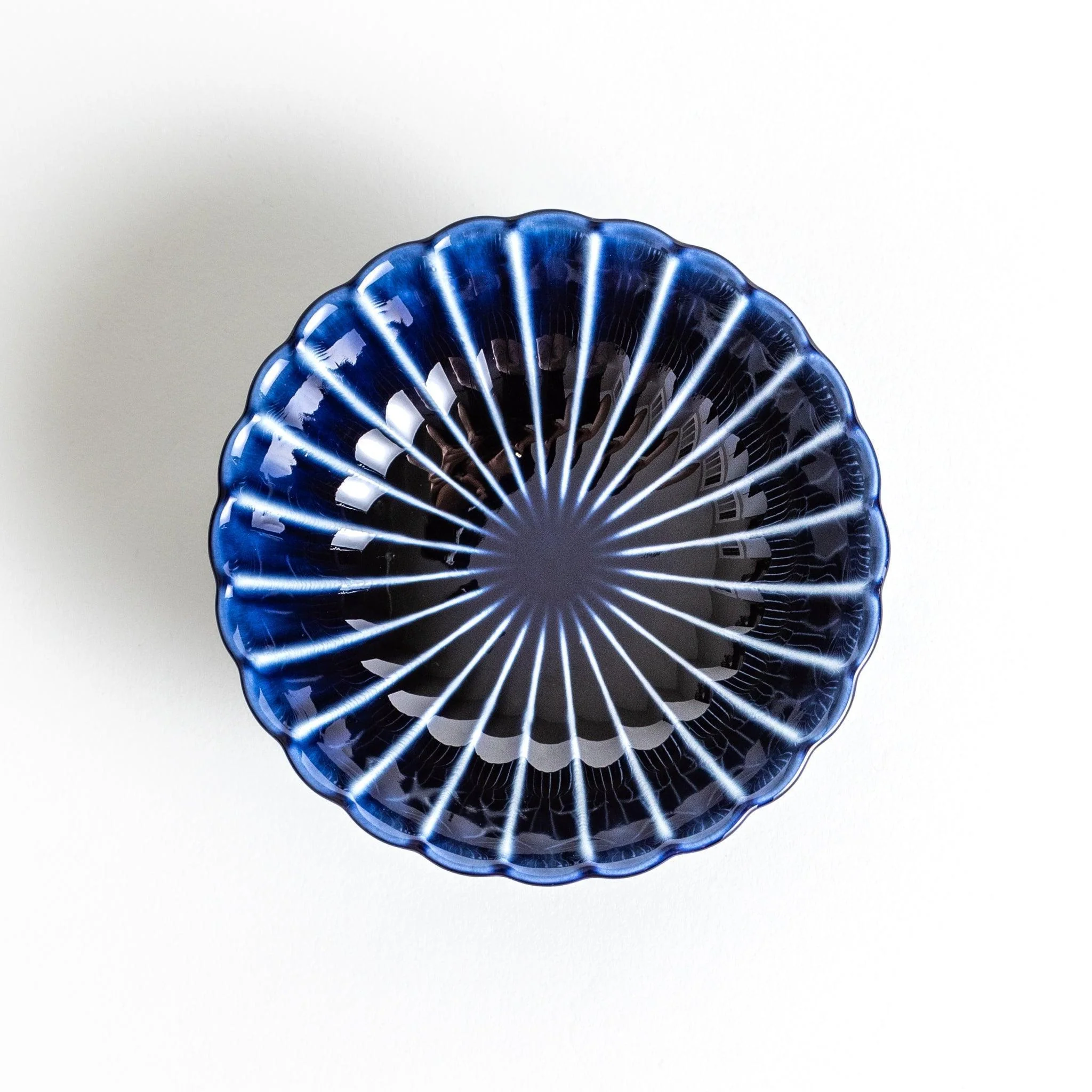 Chrysanthemum Navy Blue Dessert Bowl - Image 4