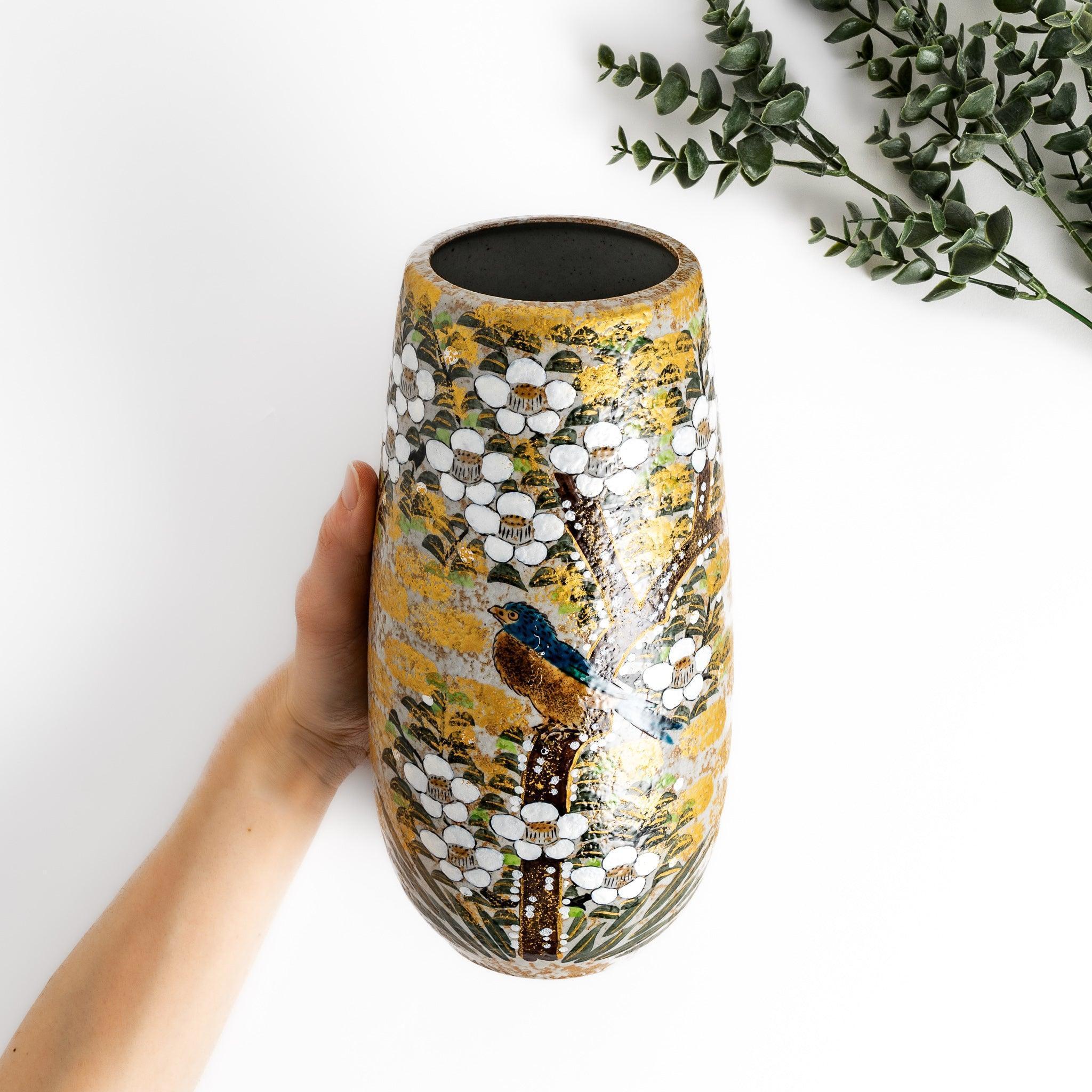 Flowers & Birds Cylindrical Vase - Image 4