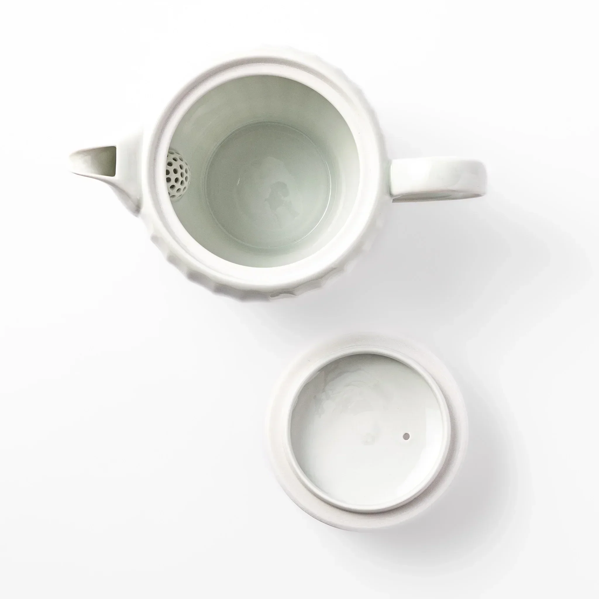 Handcrafted Petal White Teapot - Image 3