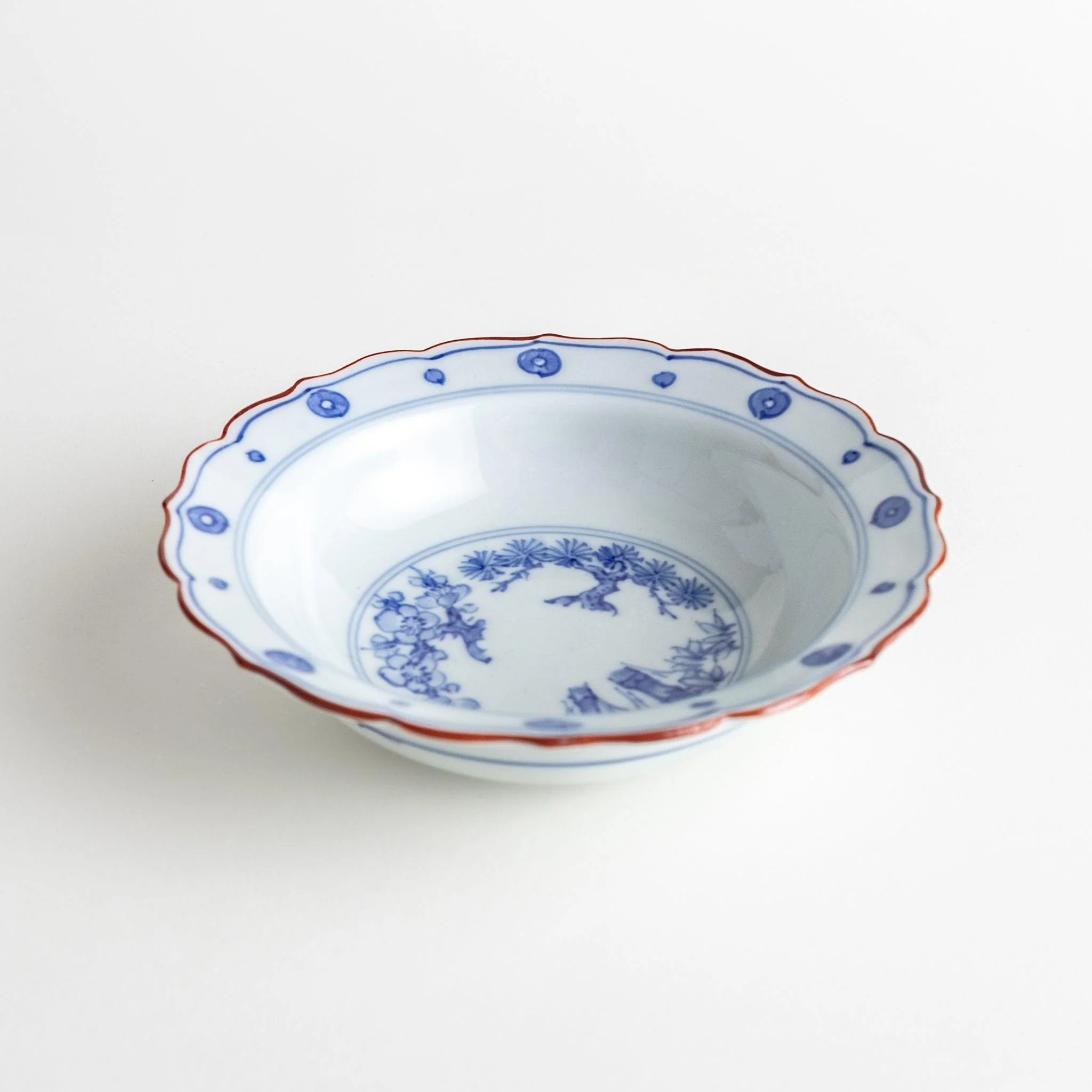 Pine Bamboo Plum Scalloped Rim Cereal Bowl - Image 3