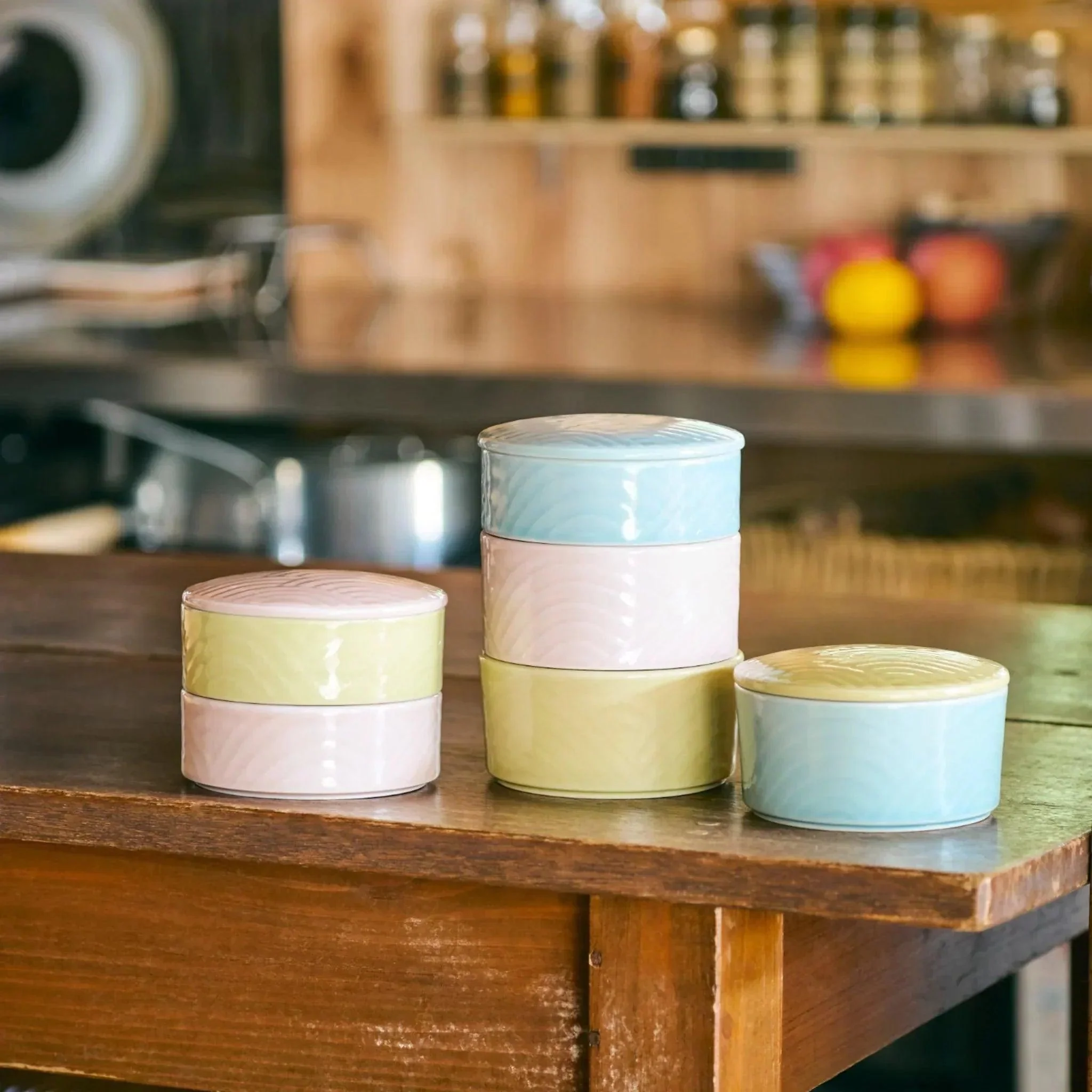 Stackable Japanese Wave Porcelain Bowls - Image 3