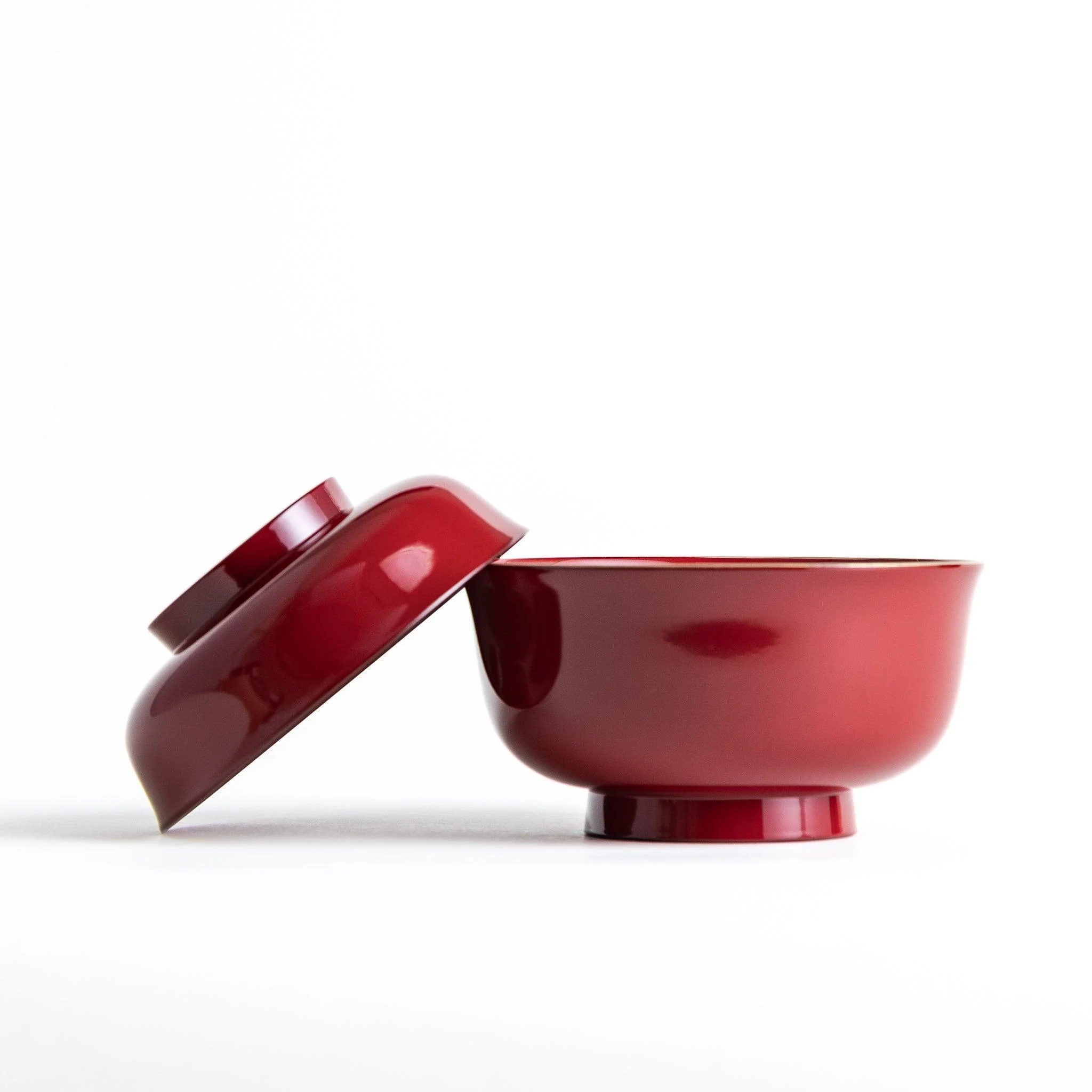 Vermilion Curved Miso Soup Bowl with Lid - Image 6